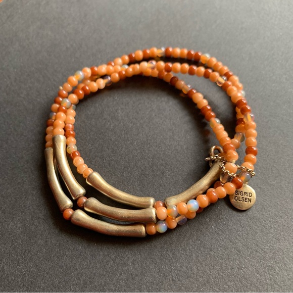 Sigrid Olsen Jewelry - Sigrid Olsen 3 Strand Glass Beaded Bracelet | Gold Accent